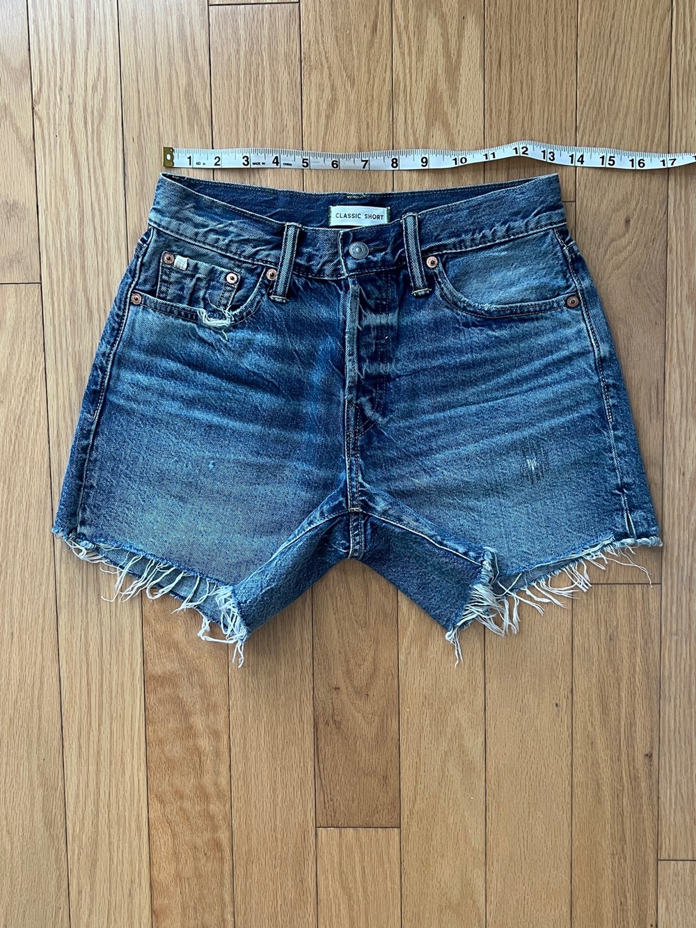 AE77 American Eagle Outfitters Distressed Dark Blue Denim Cutoff Shorts